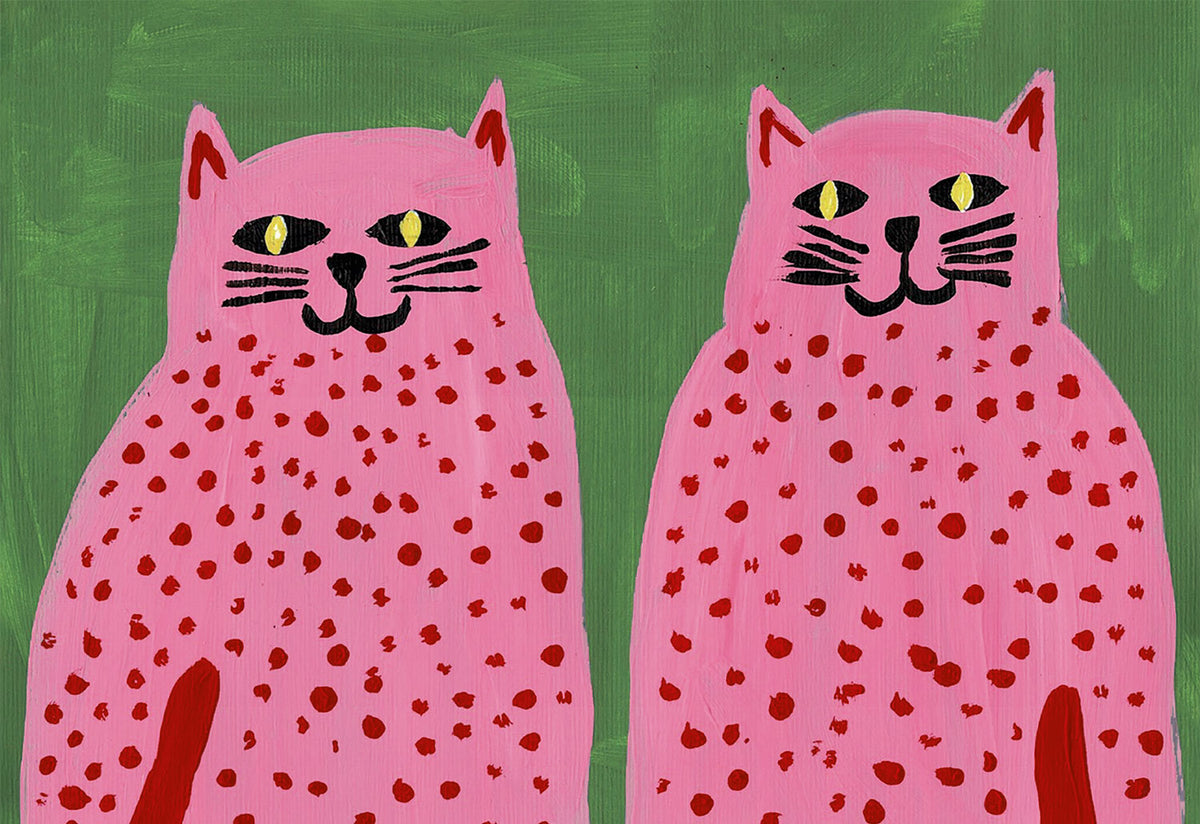 Two Pink Cats Card, Artpress