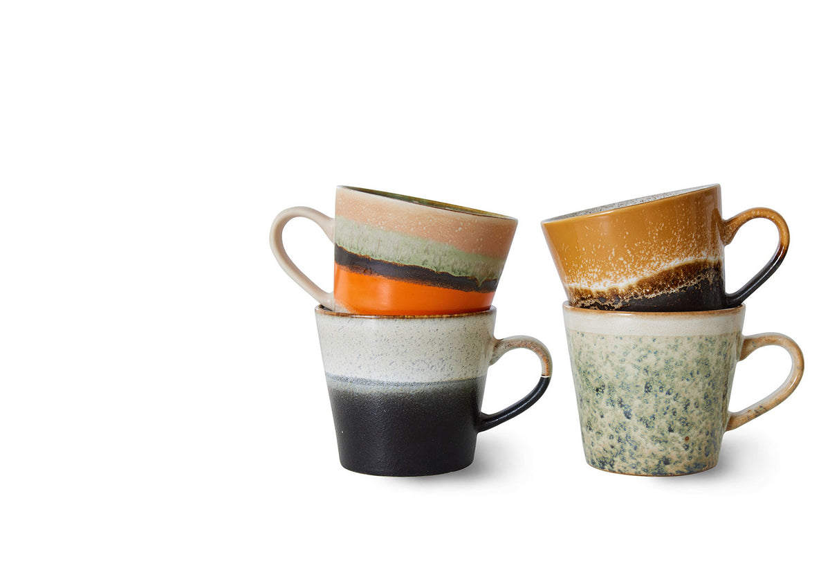 70s Cappuccino Mugs, Set of 4, Verve, Hkliving