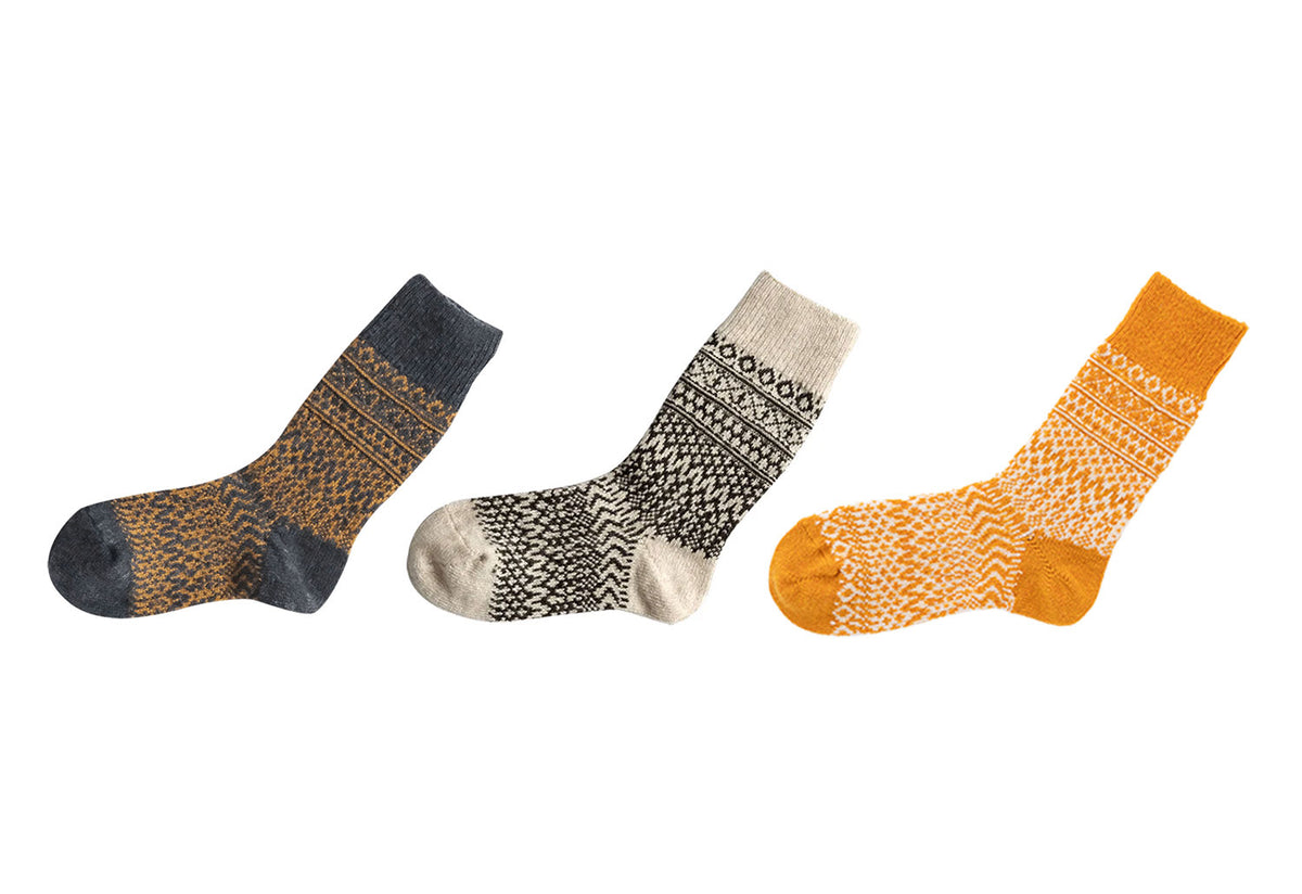 Oslo Wool Jacquard Socks, Nishiguchi kutsushita