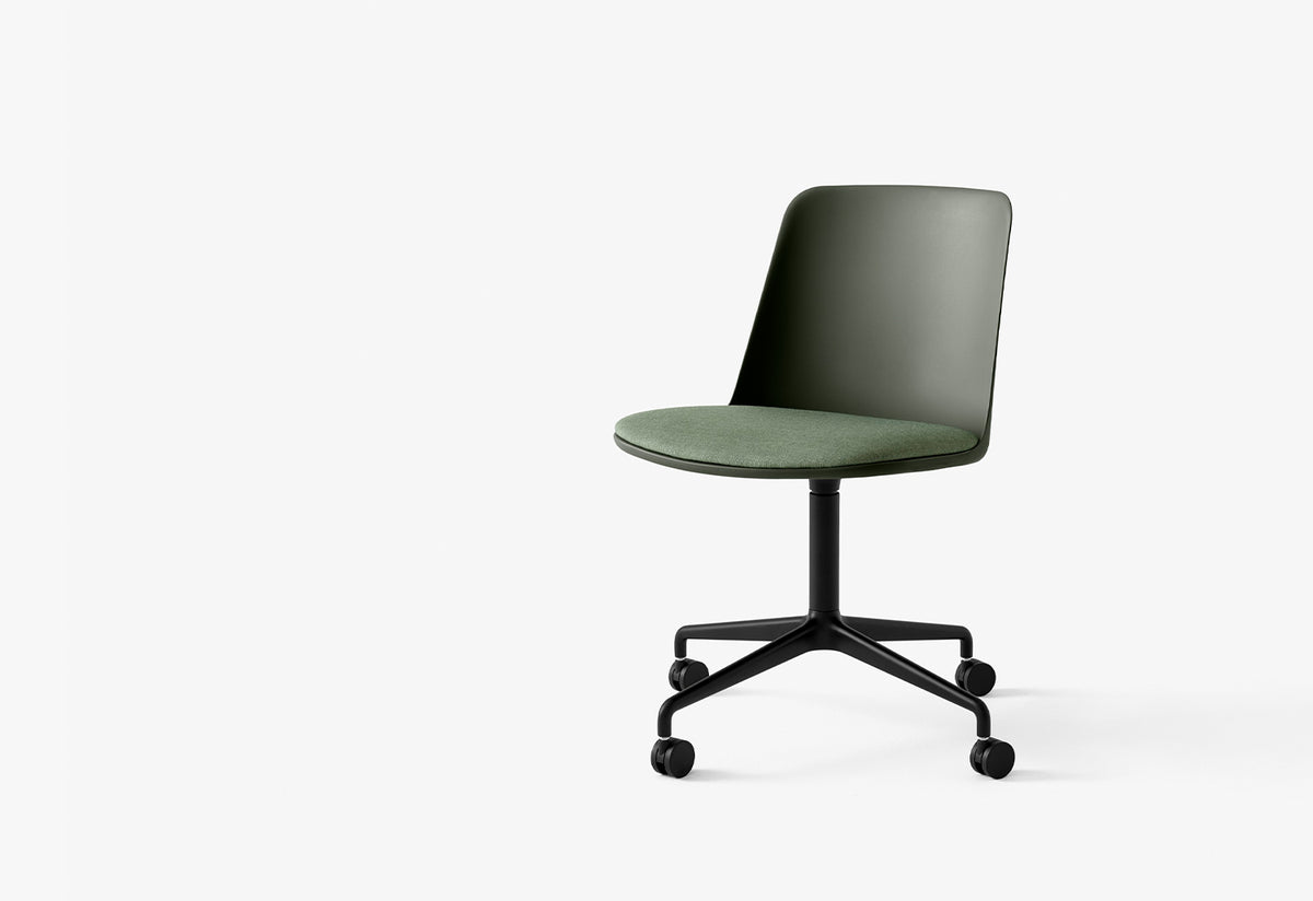Rely Swivel Chair | Castors | Upholstered Seat, Hee welling, Andtradition