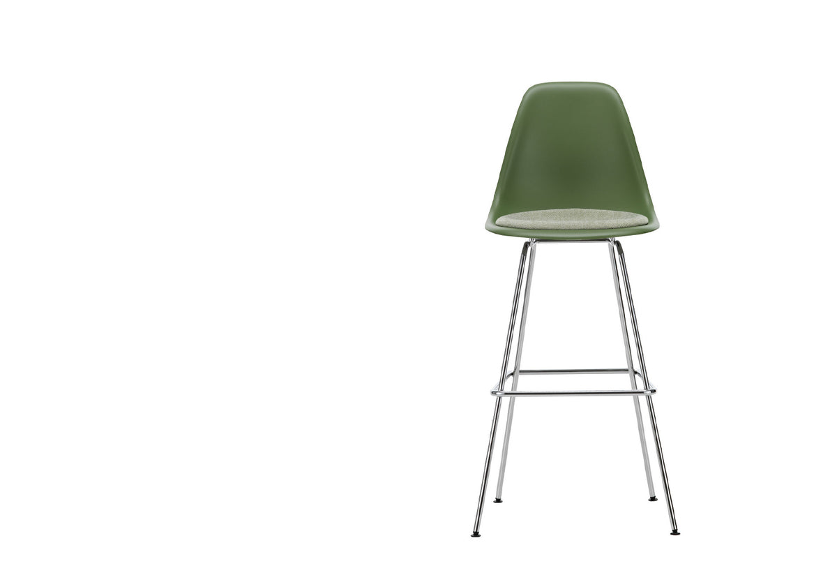 Eames Plastic Barstool with seat upholstery, Charles and ray eames, Vitra