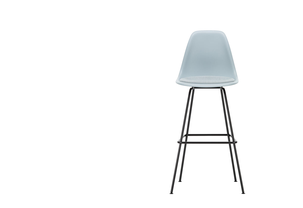 Eames Plastic Barstool with seat upholstery, Charles and ray eames, Vitra