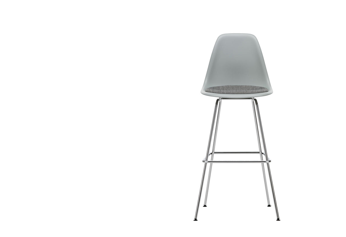 Eames Plastic Barstool with seat upholstery, Charles and ray eames, Vitra