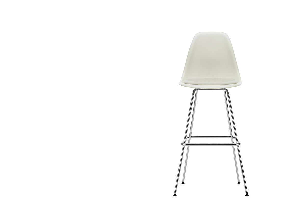 Eames Plastic Barstool with seat upholstery, Charles and ray eames, Vitra