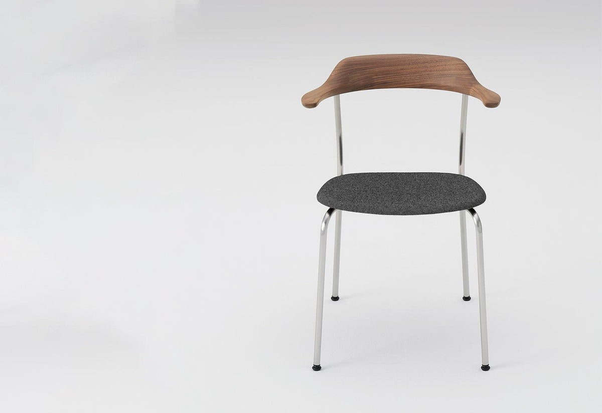 Hiroshima Upholstered Chair, Brushed Stainless Steel, Naoto fukasawa, Maruni