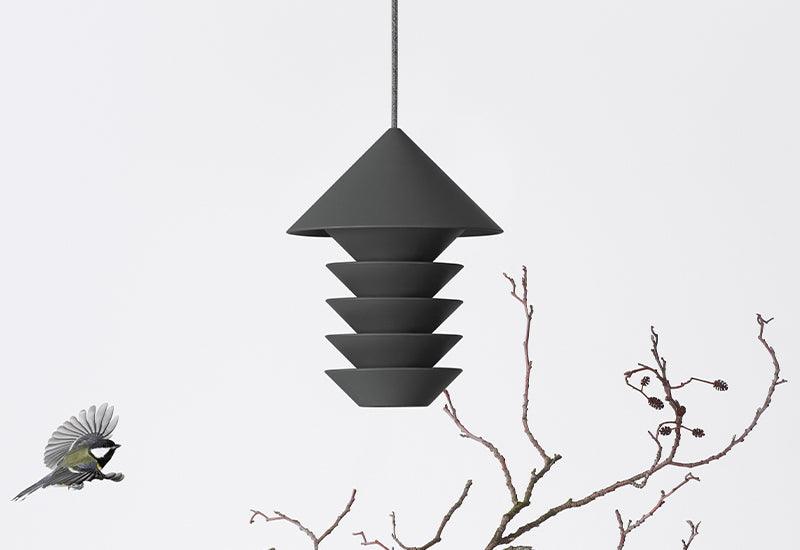  The Silo Bird feeder in slate. Designed by Mika & Julie Tolvanen for Pidät .