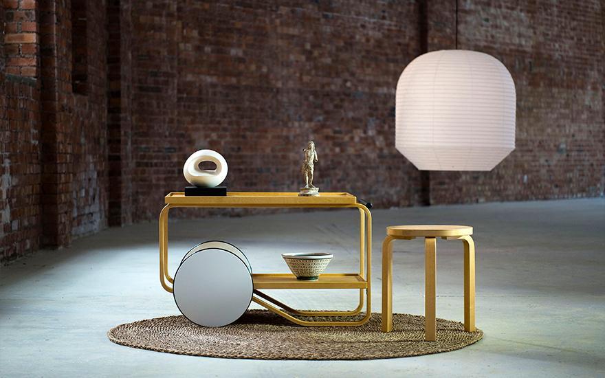 2021 Anniversary Edition Aalto 60 stool with 2021 Anniversary Edition Tea Trolley 901