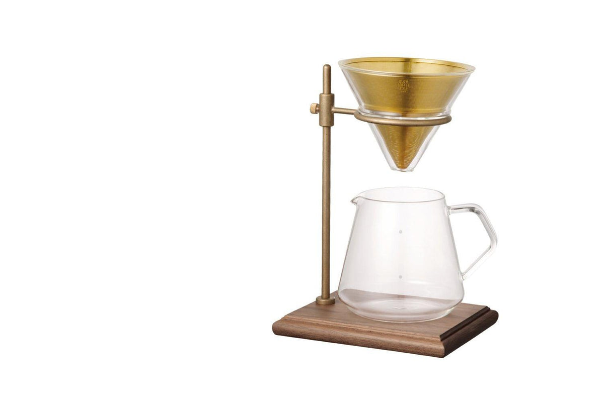 Slow Coffee brewer stand set, brass, Kinto