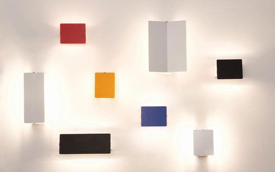 The Volet Pivotant light family by Charlotte Perriand for Nemo Lighting in a range of colours.