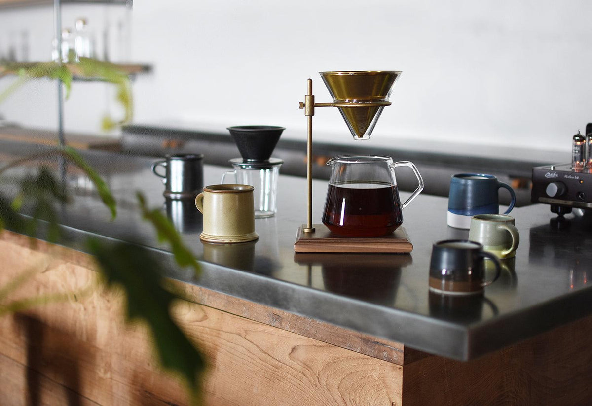 Slow Coffee brewer stand set, brass, Kinto