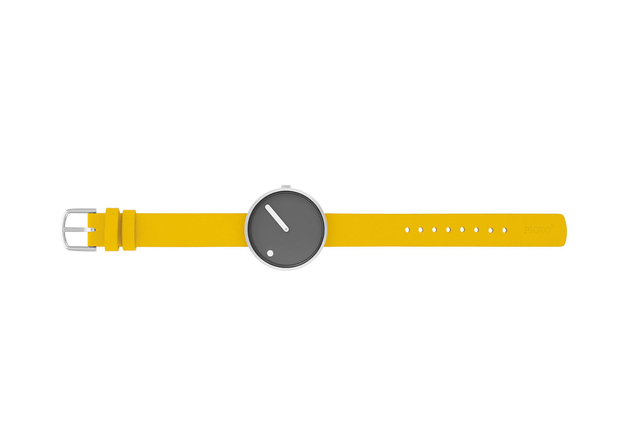 Picto Watch, Yellow Leather Strap, Picto