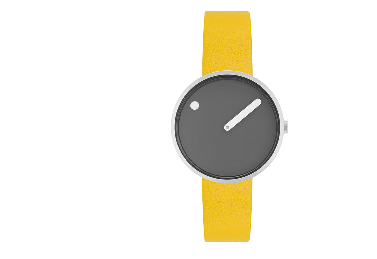 Picto Watch, Yellow Leather Strap, Picto