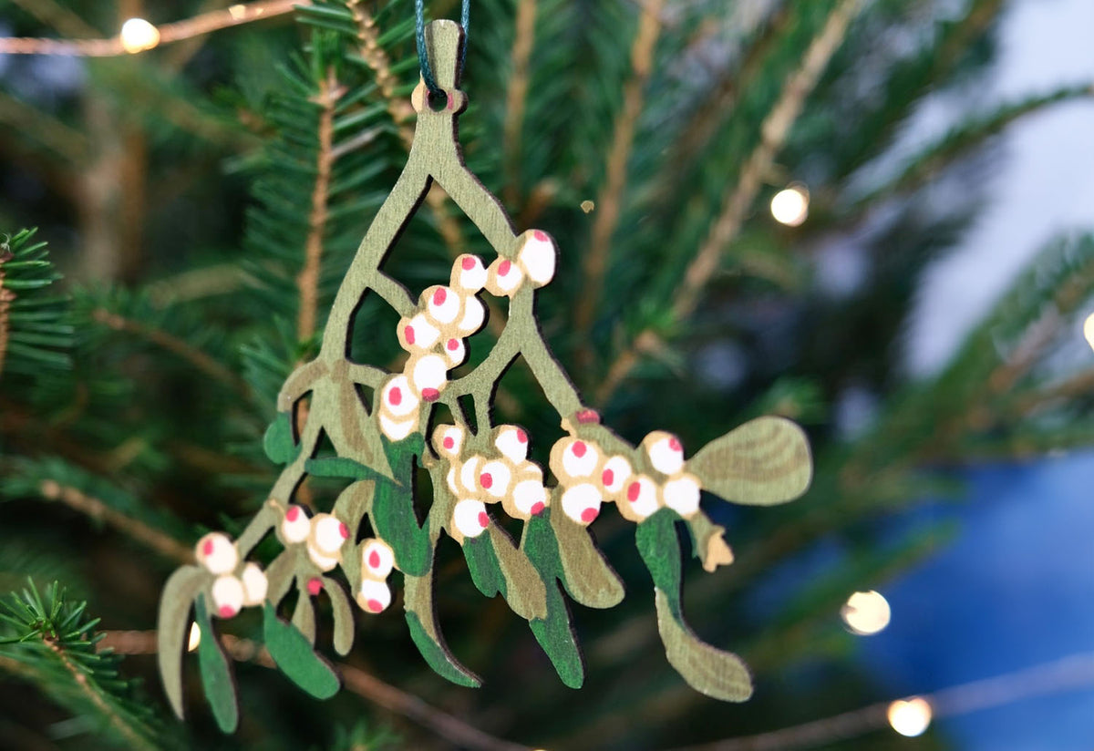 Mistletoe Wooden Ornament, East end press