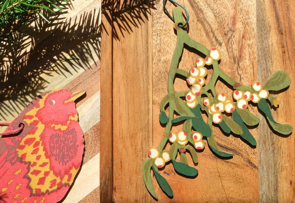 Mistletoe Wooden Ornament, East end press