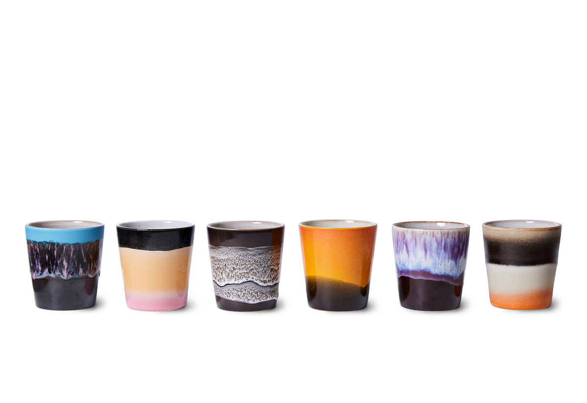 70s Coffee Mugs, Set of 6, Stellar, Hkliving
