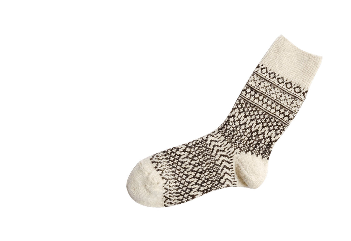 Oslo Wool Jacquard Socks, Nishiguchi kutsushita
