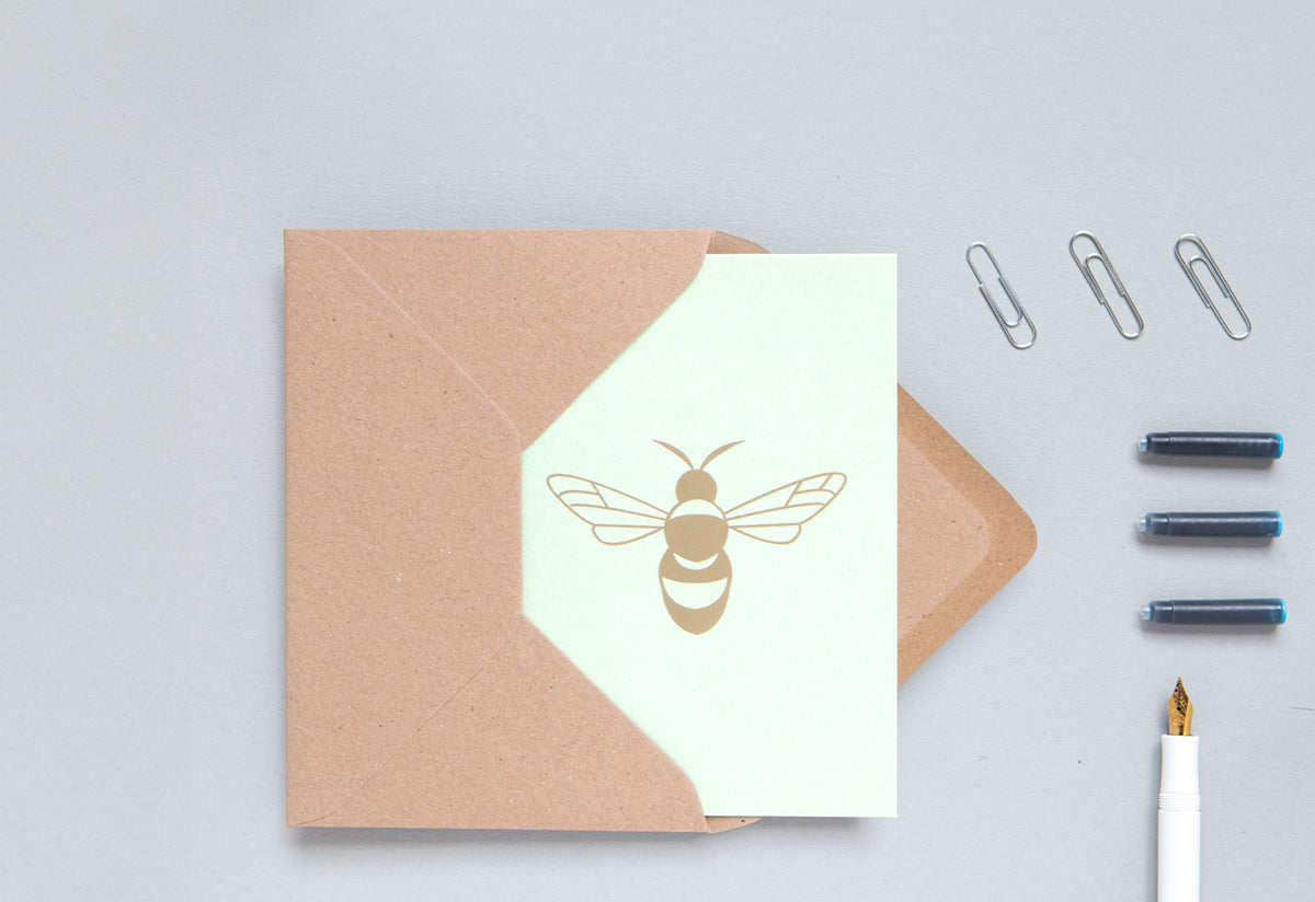 Foil Blocked Brass Bee Card, Ola studio