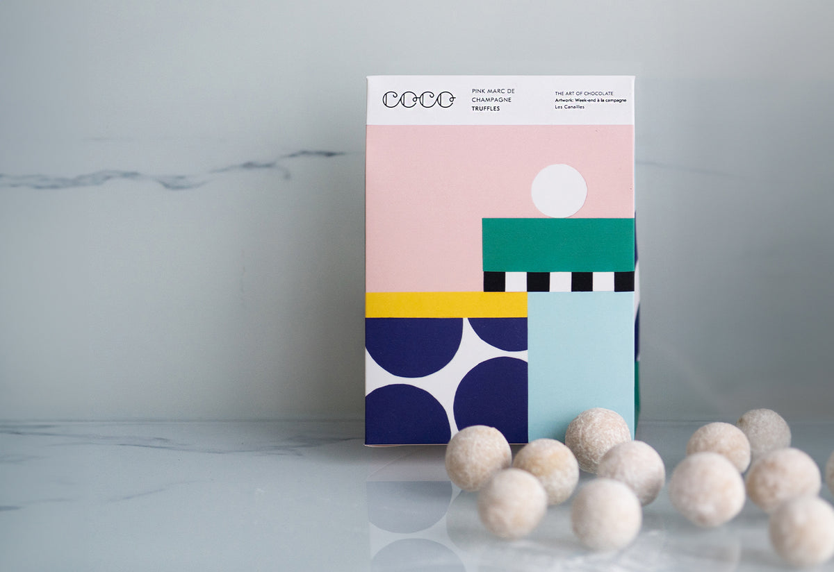 Pink Marc de Champagne Truffles, Coco chocolatier