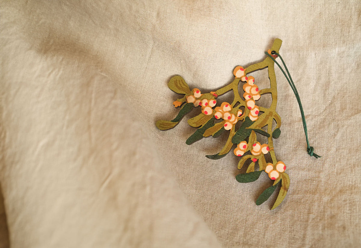 Mistletoe Wooden Ornament, East end press