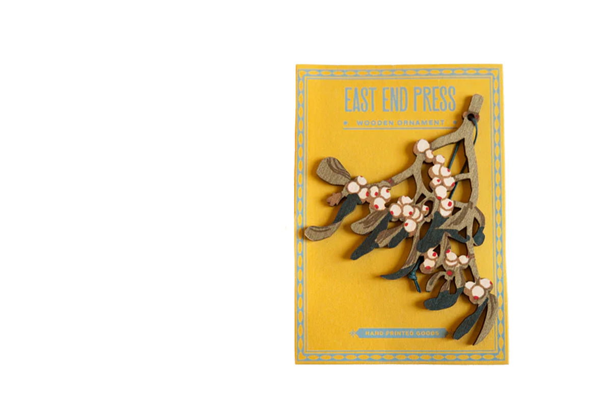 Mistletoe Wooden Ornament, East end press