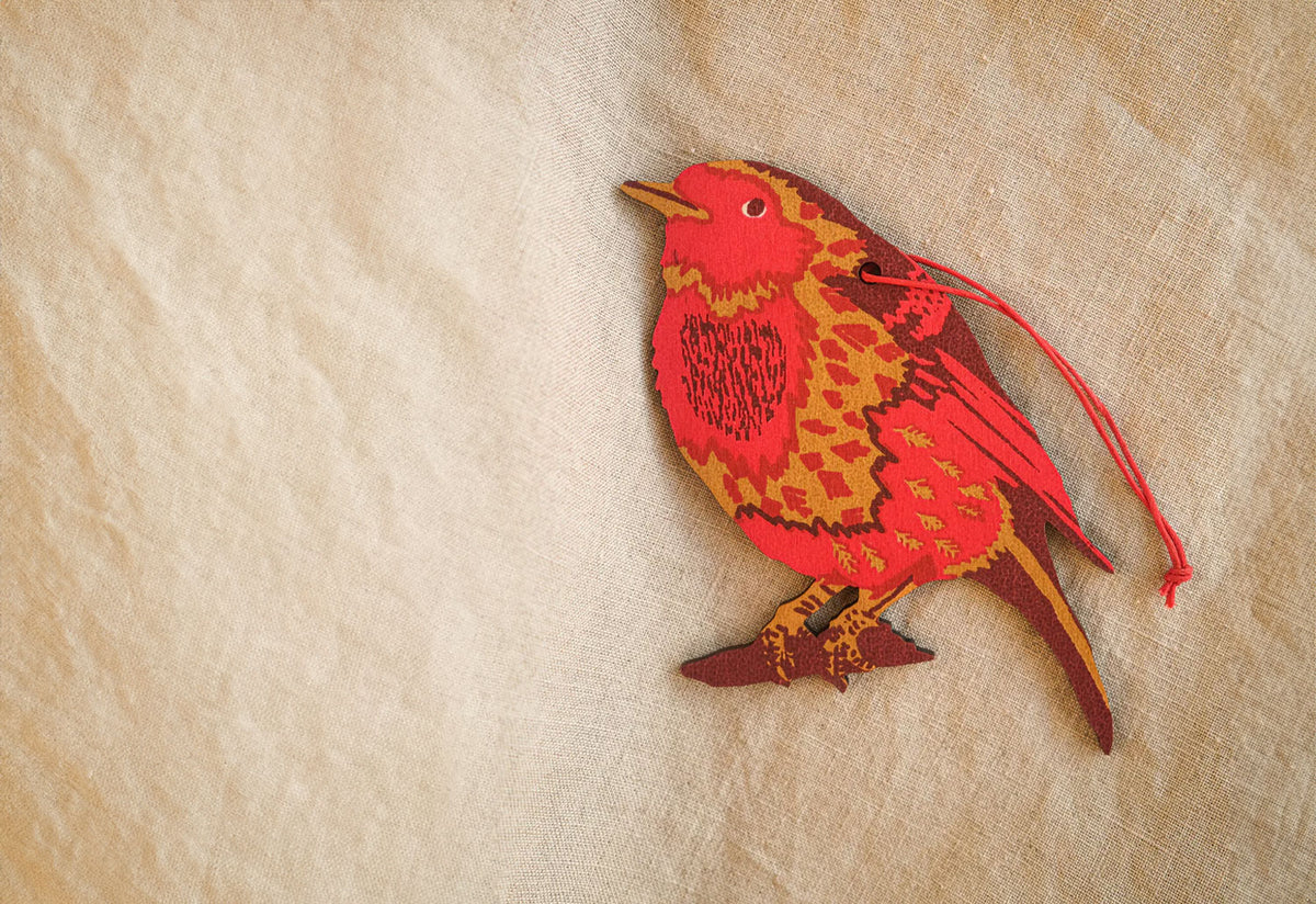 Robin Wooden Ornament, East end press