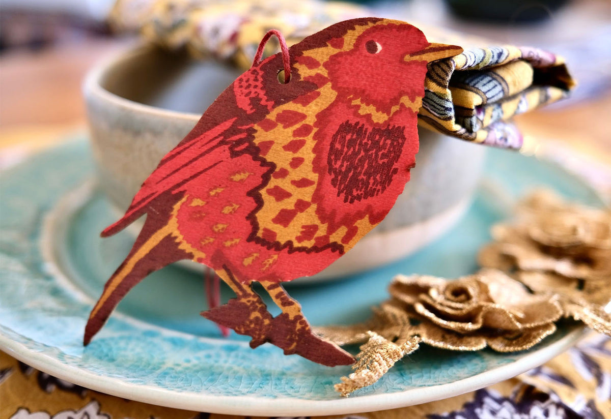 Robin Wooden Ornament, East end press