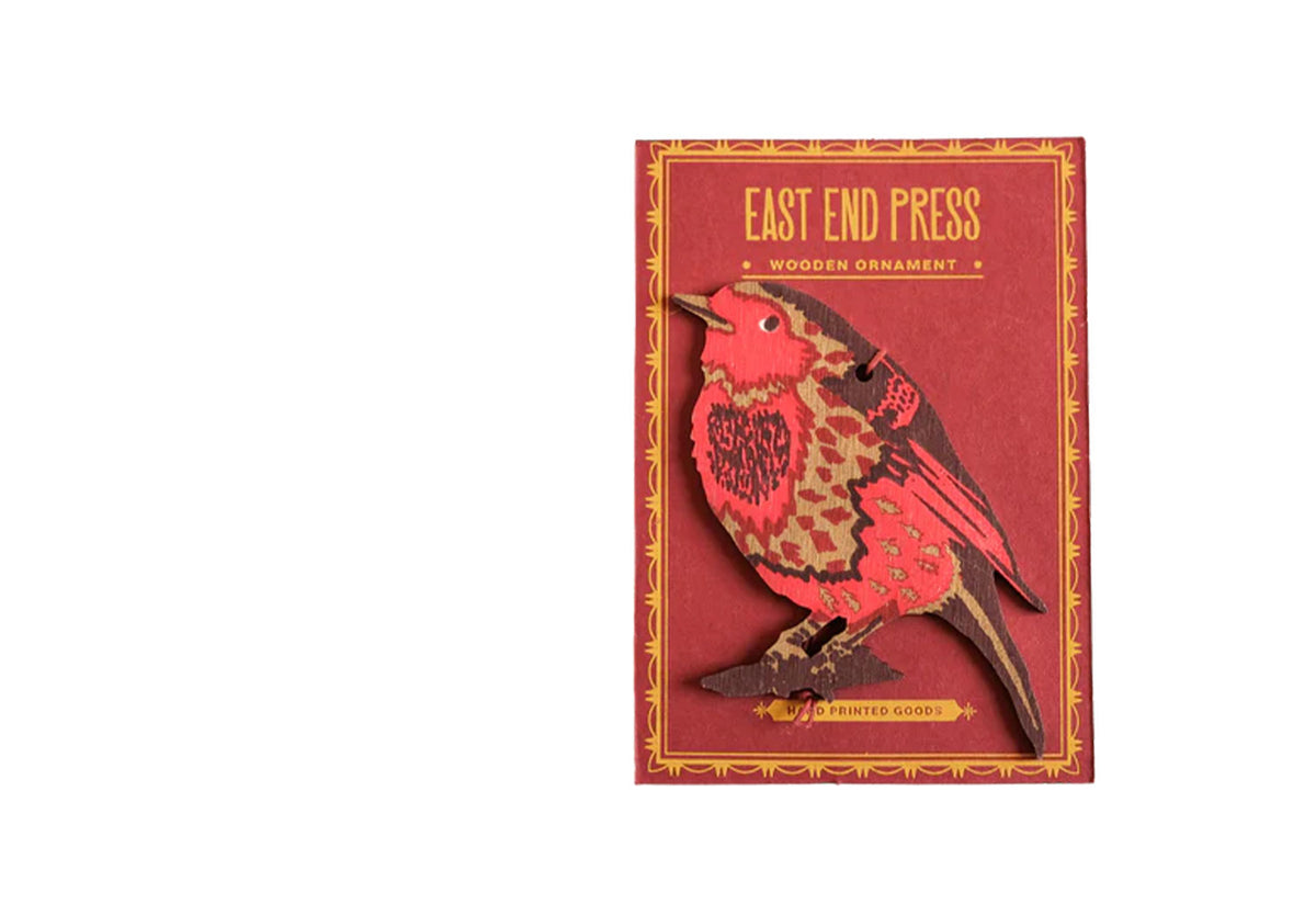 Robin Wooden Ornament, East end press