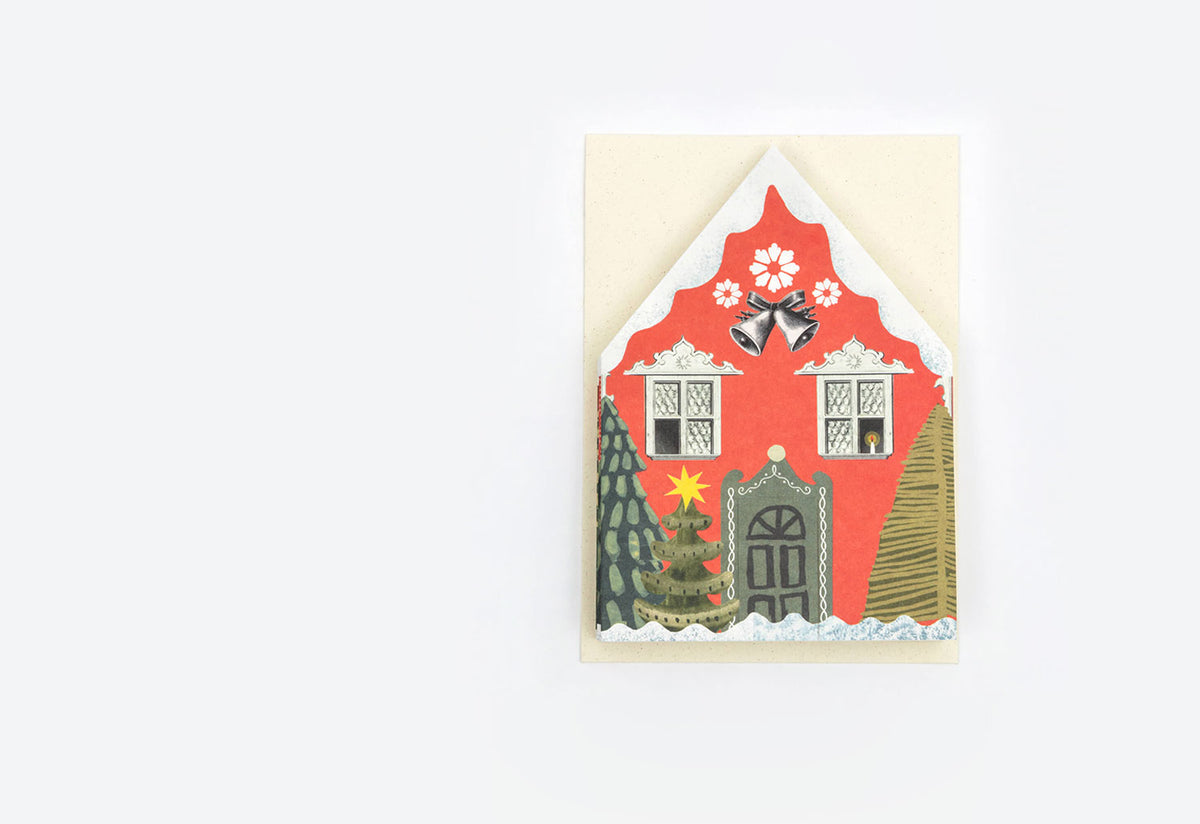 Christmas House Card, Hadley paper goods