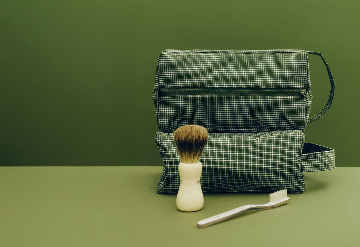 Grid Wash Bag, Hay