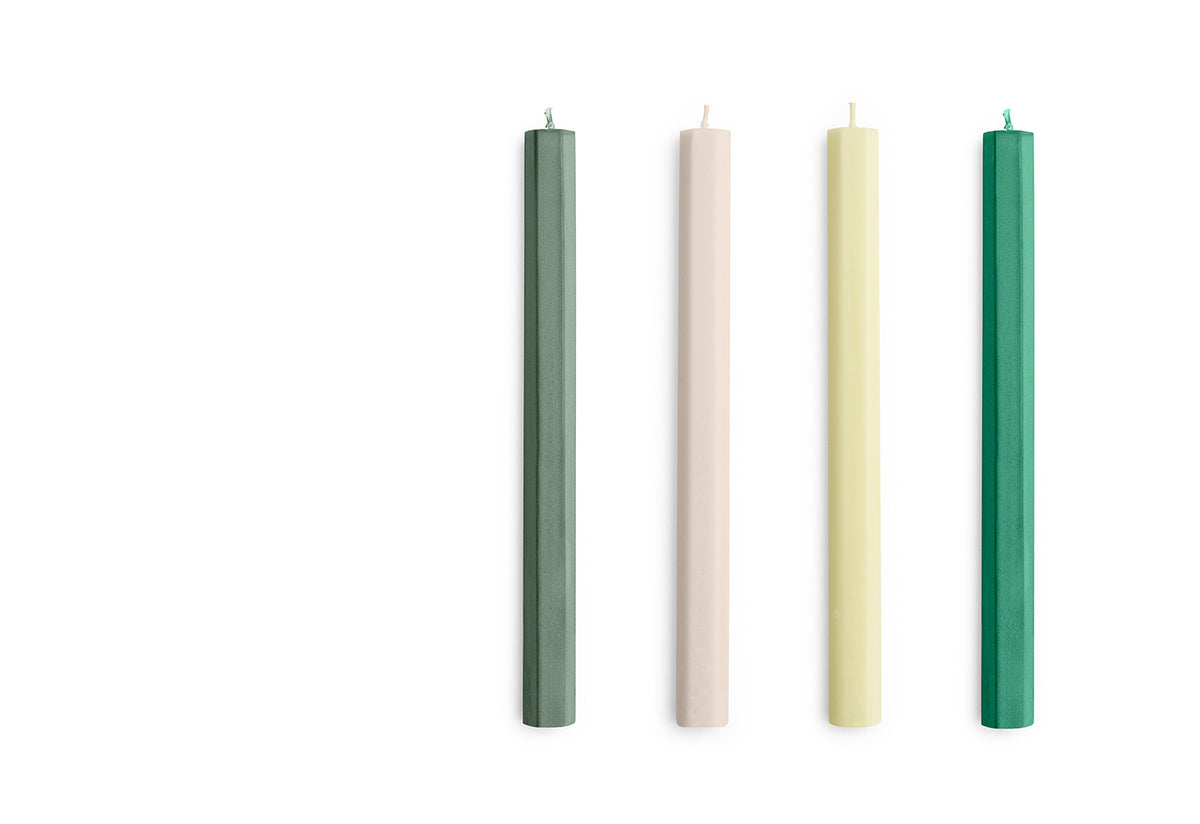Hexagon Candle Set | Greens and Whites, Hay