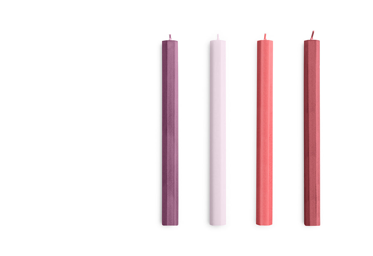 Hexagon Candle Set | Reds and Bordeaux, Hay