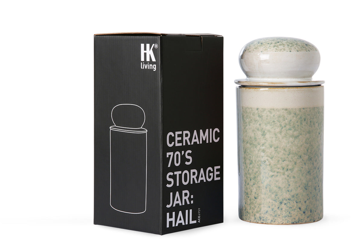 70s Ceramic Storage Jar, Hail, Hkliving