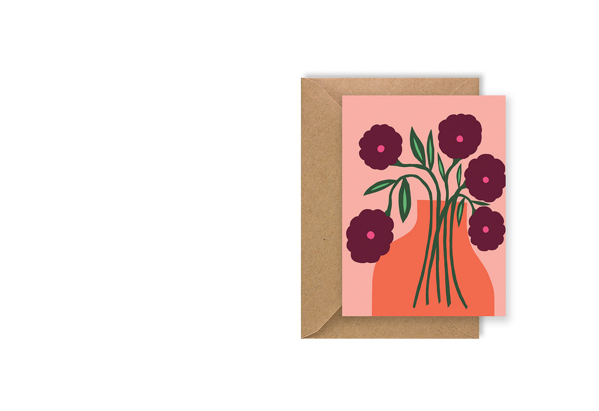 Frills Orange Vase Mini Card, Kiran ravilious