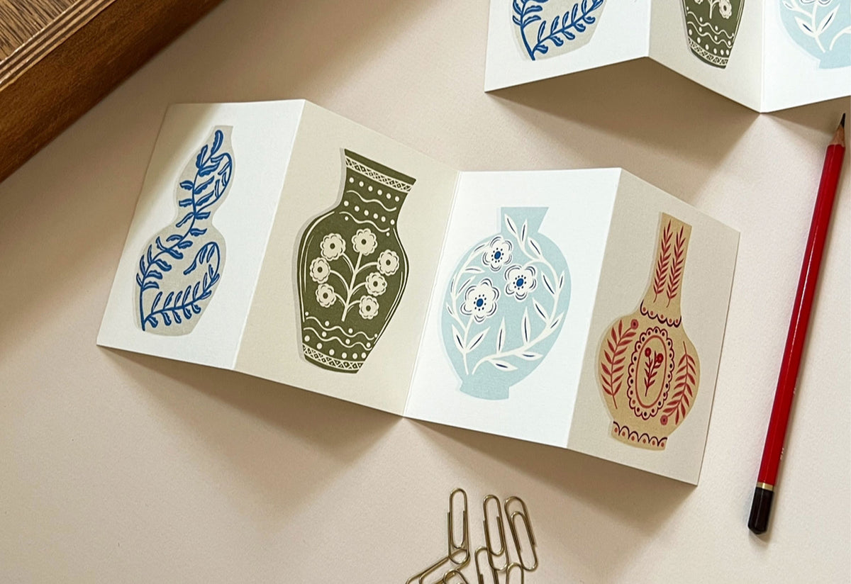 Vases Mini Concertina Card, Kiran ravilious