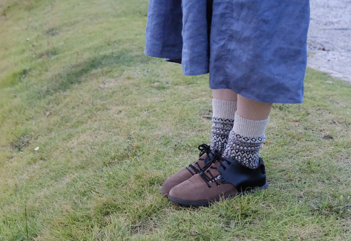 Oslo Wool Jacquard Socks, Nishiguchi kutsushita