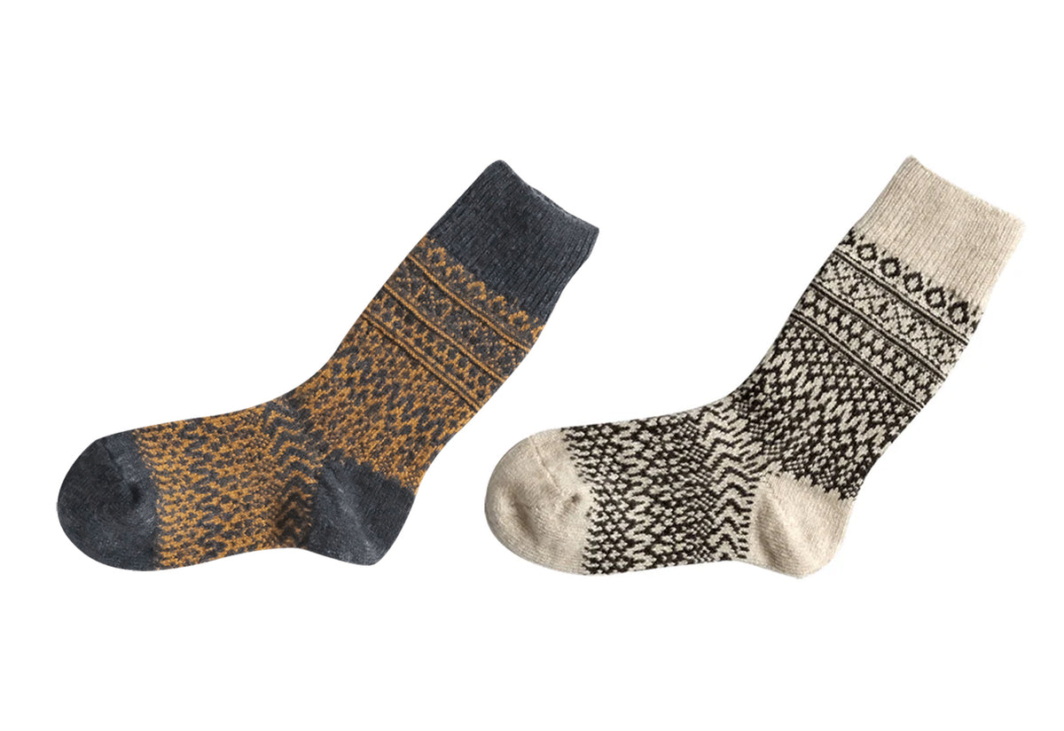 Oslo Wool Jacquard Socks, Nishiguchi kutsushita