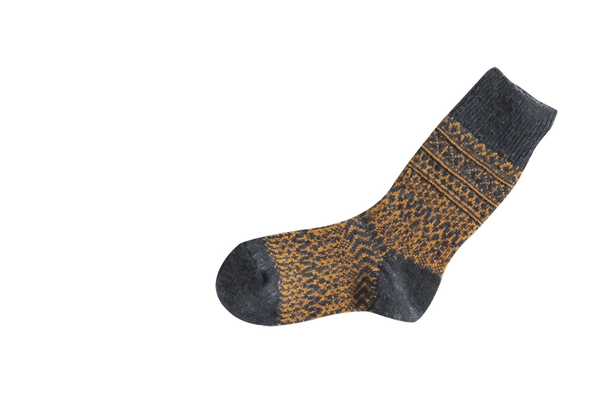 Oslo Wool Jacquard Socks, Nishiguchi kutsushita