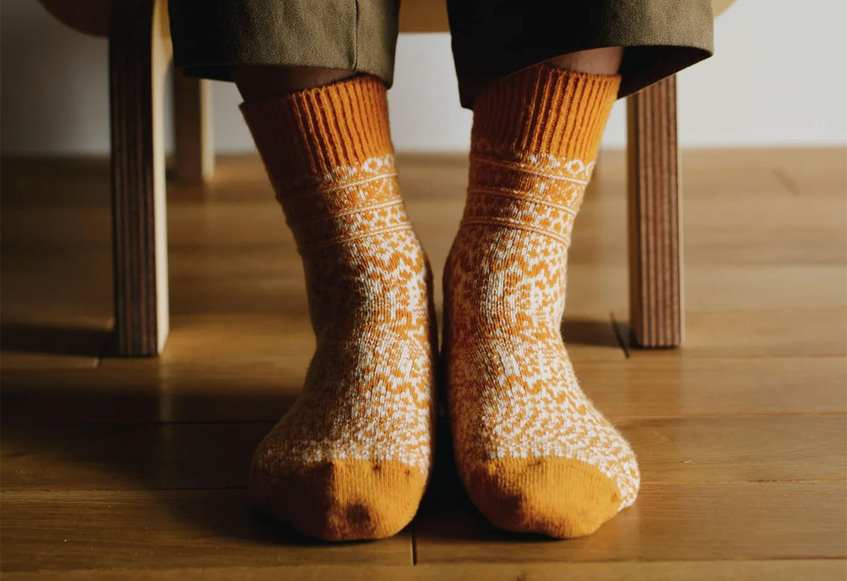 Oslo Wool Jacquard Socks, Nishiguchi kutsushita