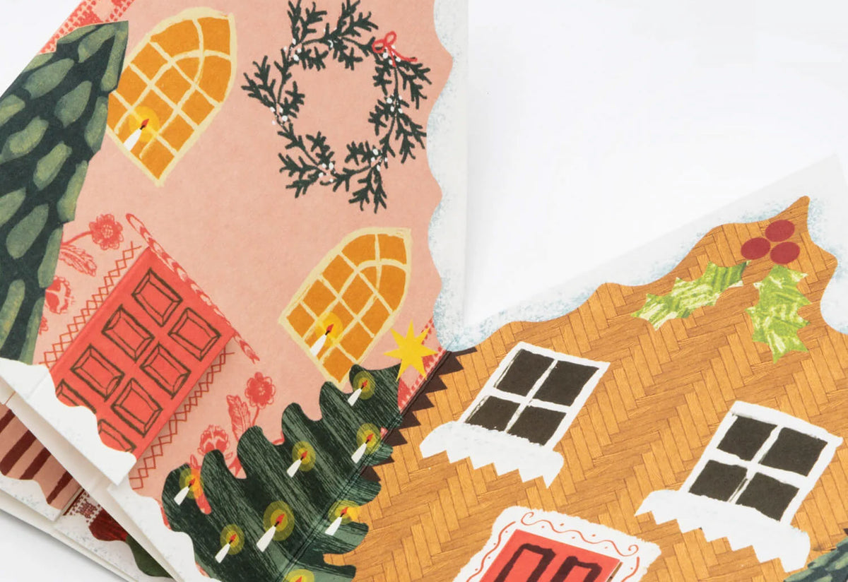 Christmas Houses Concertina Card, Hadley paper goods