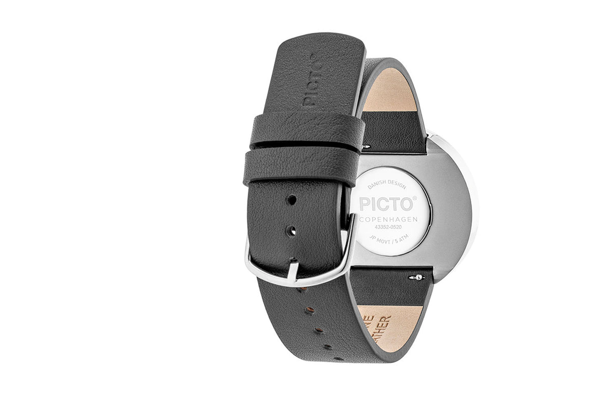 Olive Picto Watch, Grey Leather Strap, Picto