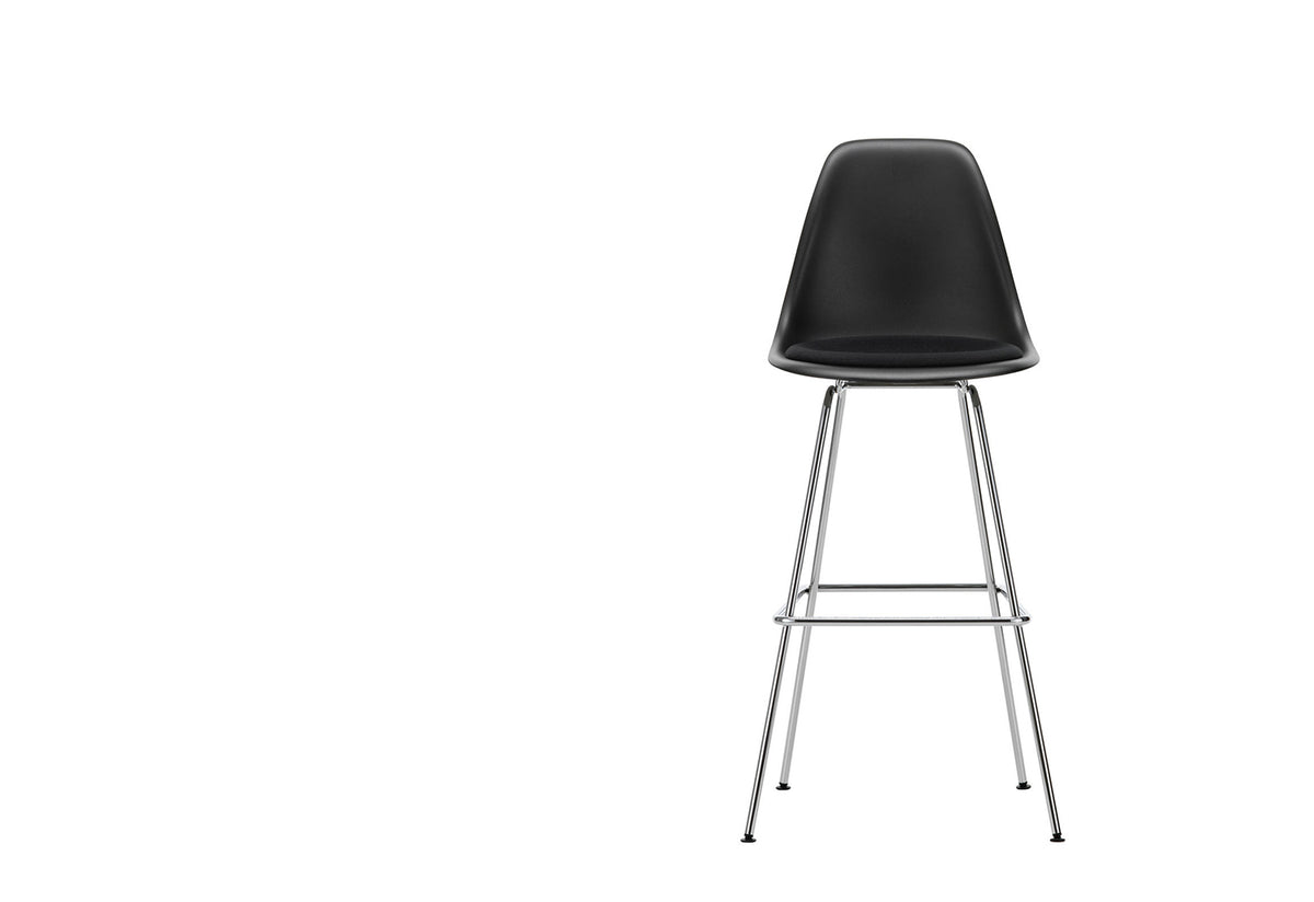 Eames Plastic Barstool with seat upholstery, Charles and ray eames, Vitra
