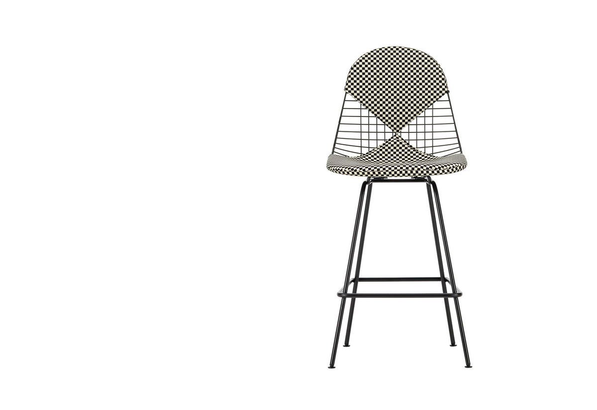 Eames Wire Barstool with seat and back upholstery, Charles and ray eames, Vitra