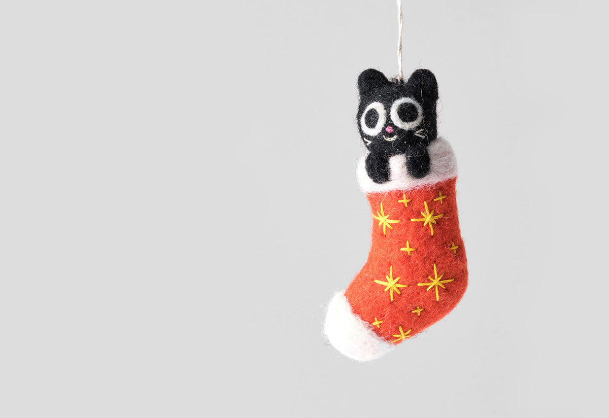 Cat in Red Stocking Decoration, Elliot kruszynski, Wrap magazine