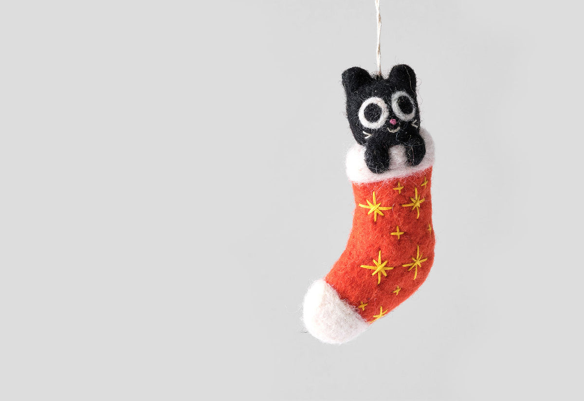 Cat in Red Stocking Decoration, Elliot kruszynski, Wrap magazine