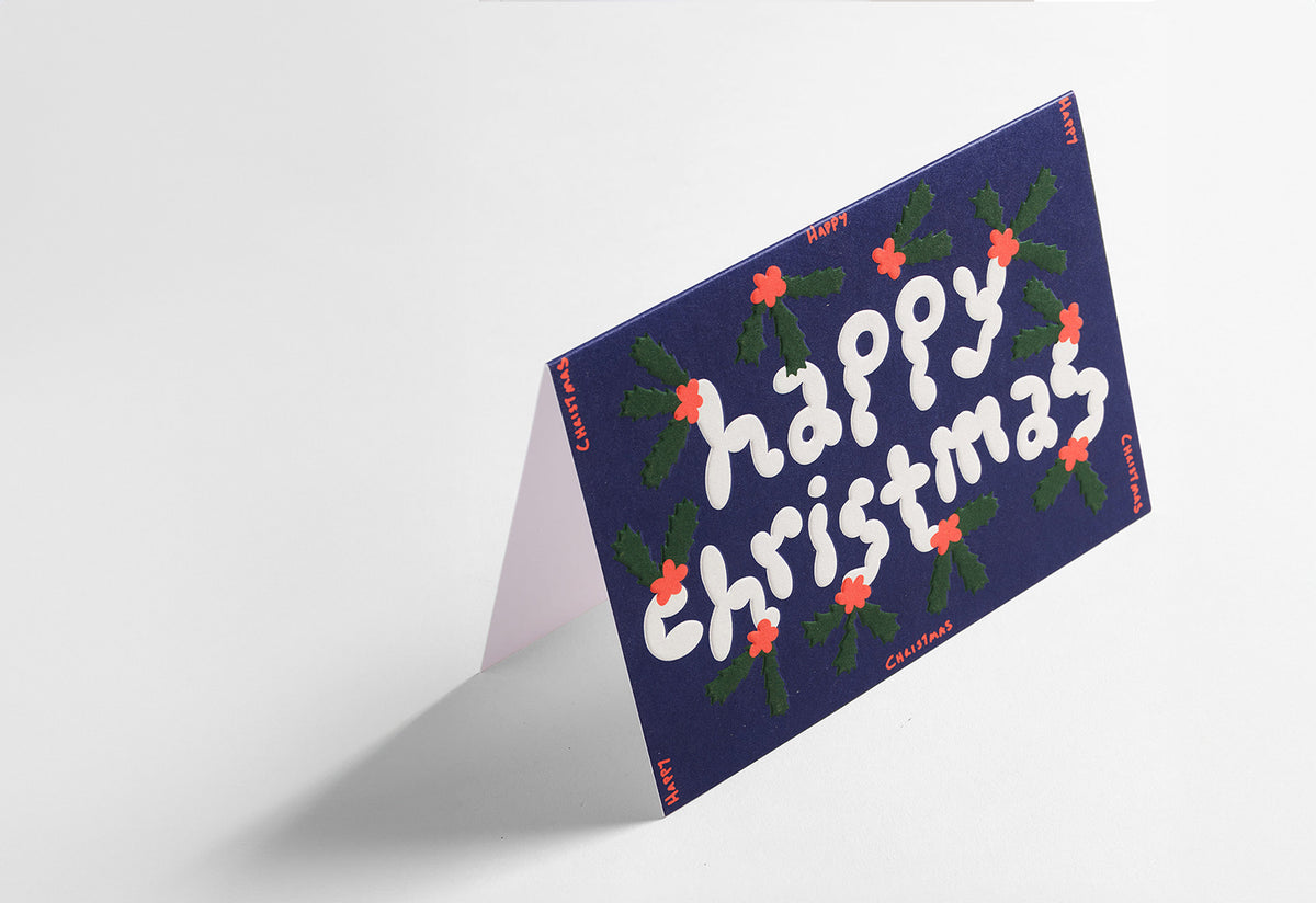 Happy Christmas Embossed Card, Micke lindebergh, Wrap magazine