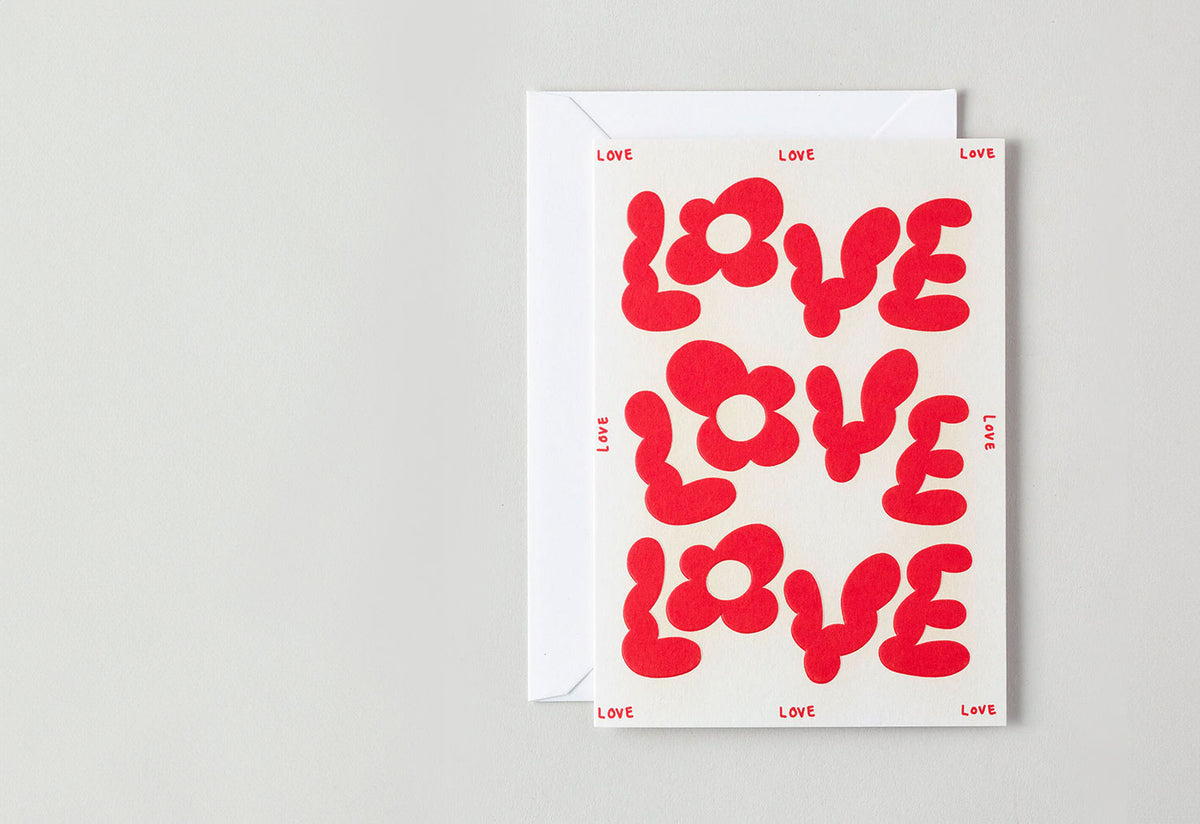 Love Love Love Embossed Card, Micke lindebergh, Wrap magazine