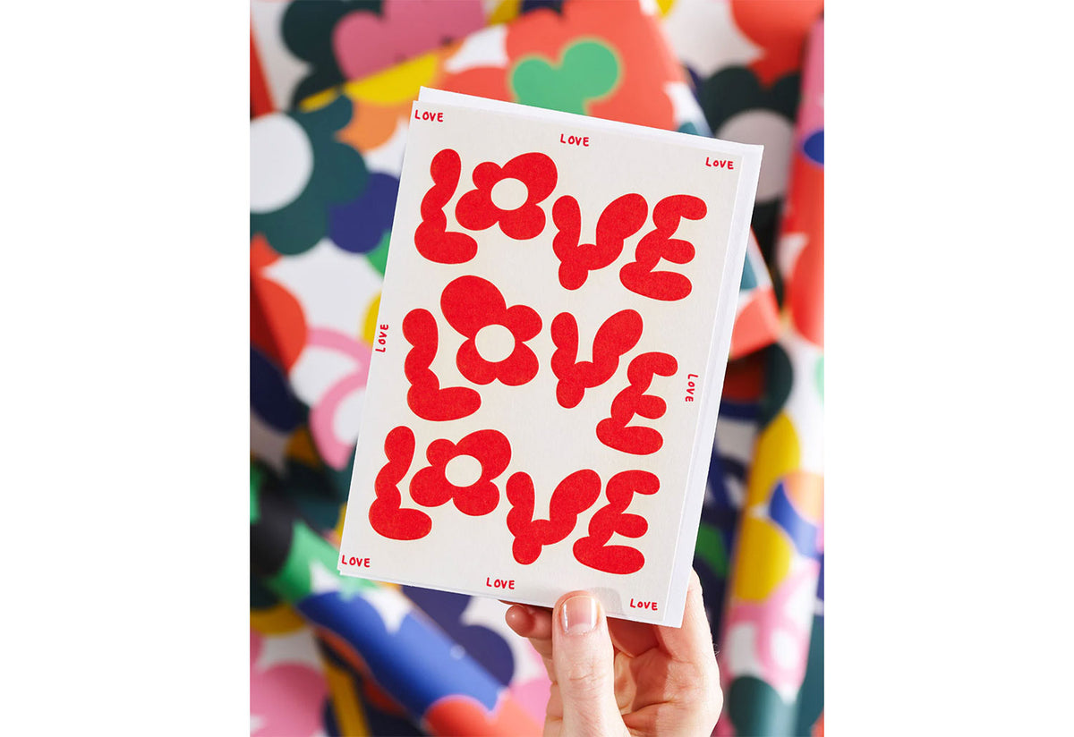 Love Love Love Embossed Card, Micke lindebergh, Wrap magazine