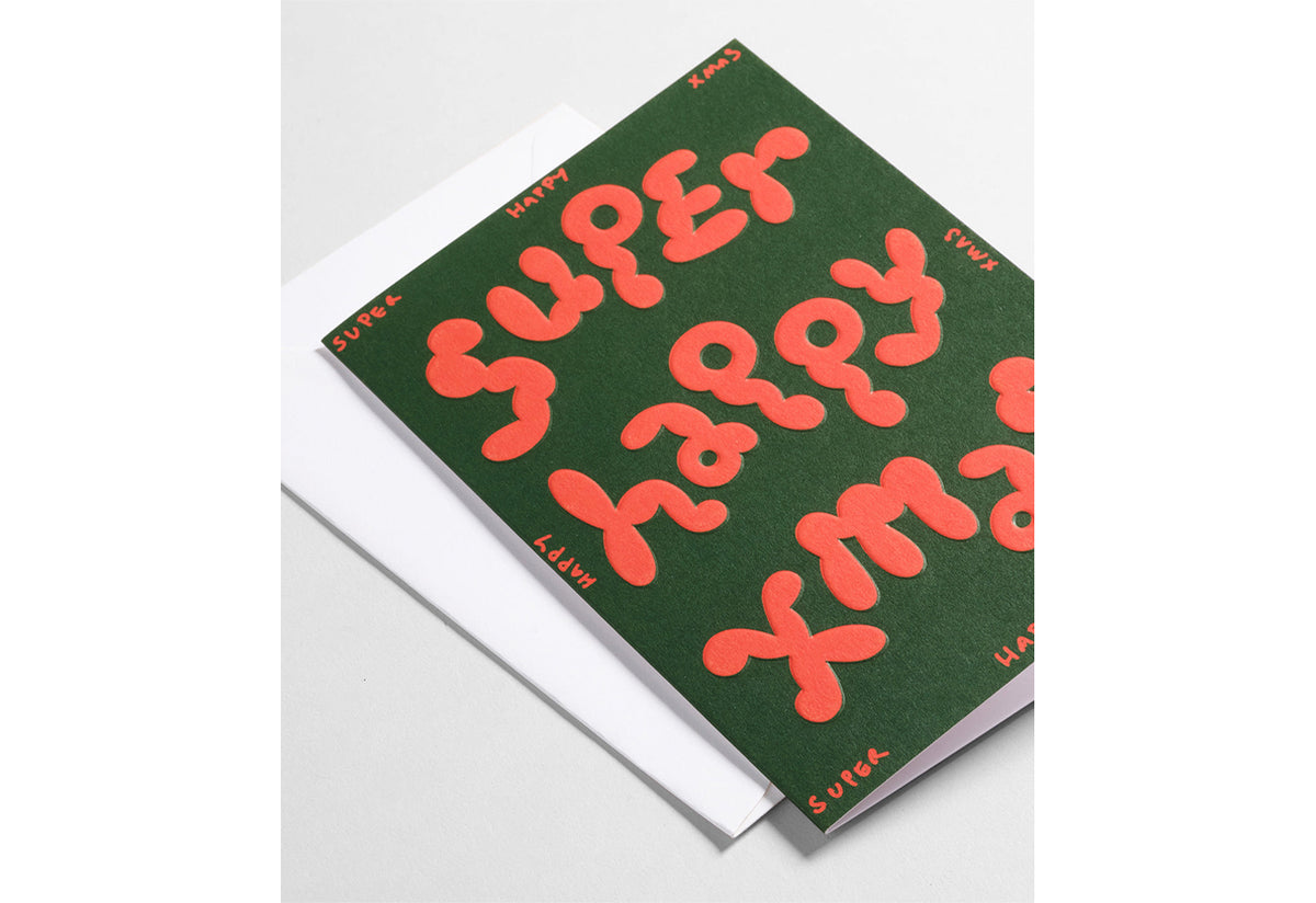 Super Happy Xmas Embossed Card, Micke lindebergh, Wrap magazine
