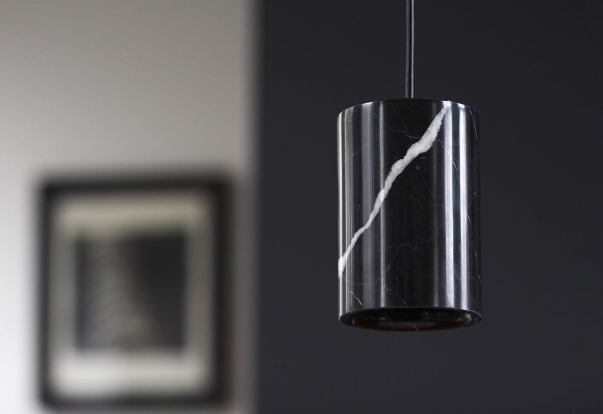 Solid Cylinder marble pendant, Nero Marquina- Ex-Display