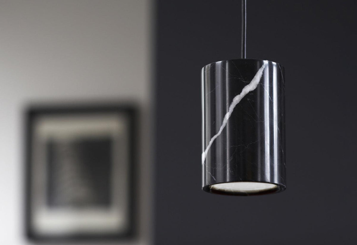 Solid Cylinder marble pendant, Nero Marquina- Ex-Display